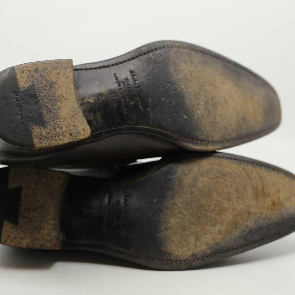 $1,390 Salvatore Ferragamo Tramezza Leather Shoes SZ 11D Brown - Picture 5 of 6